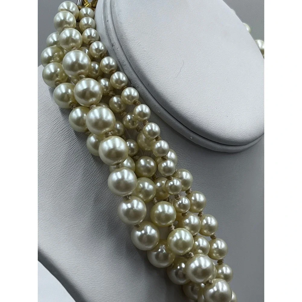 J. Crew Vintage MultiStrand Layered Cream Gold Tone Faux Pearl Necklace